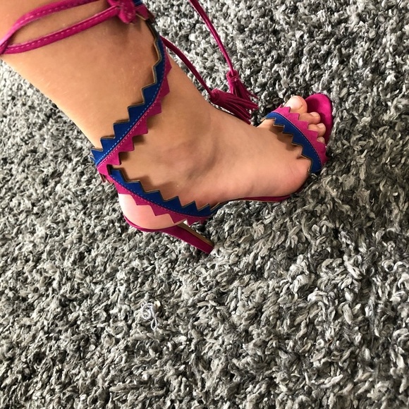 Nwt! Schutz Lisana heels. Fuschia & blue stiletto. - Picture 4 of 8